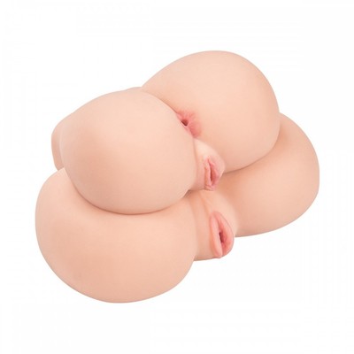 Foto 2 do produto Masturbador em Formato de Bumbum com 2 Vaginas e 1 Ânus Penetrável - Sex Dolls | 23 x 21 cm