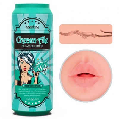 Masturbador em Formato de Cerveja de Lata Com Boca e Língua em TPE e Texturas Internas - Lovetoy Cream Ale | 16 x 3 cm