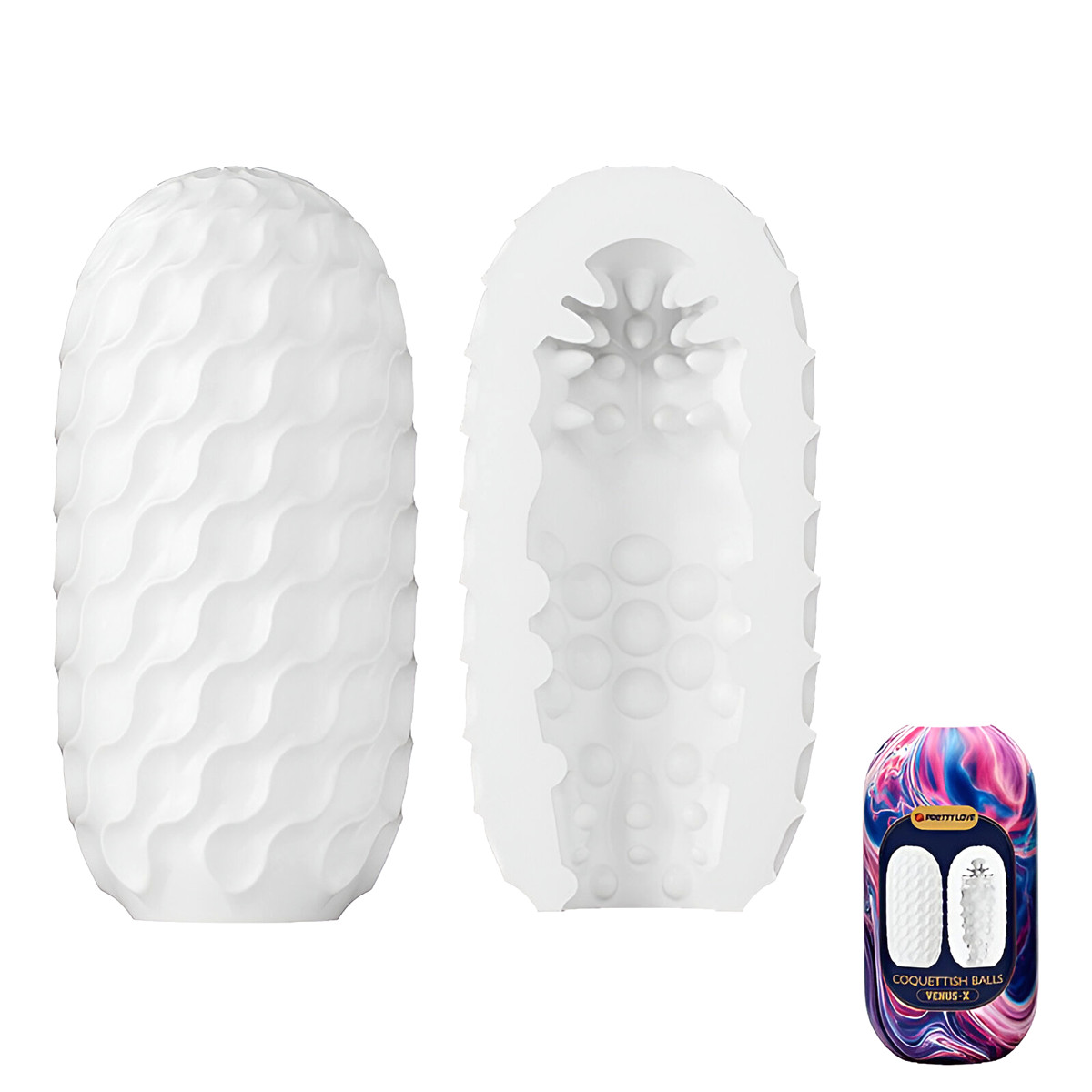 Masturbador com Formato Egg em TPE Flexível com Texturas Internas - Pretty Love Venus-X | 10 x 4 cm - 2