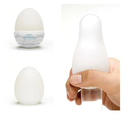 Foto 2 do produto Masturbador em Formato de "Egg" em TPE com Textura Ondular em Espiral - Tenga Wavy II | 5,8 x 5 cm