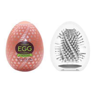 Masturbador em Formato de "Egg" em TPE com Texturas Diversas em Espiral - Tenga Combo | 5,8 x 5 cm