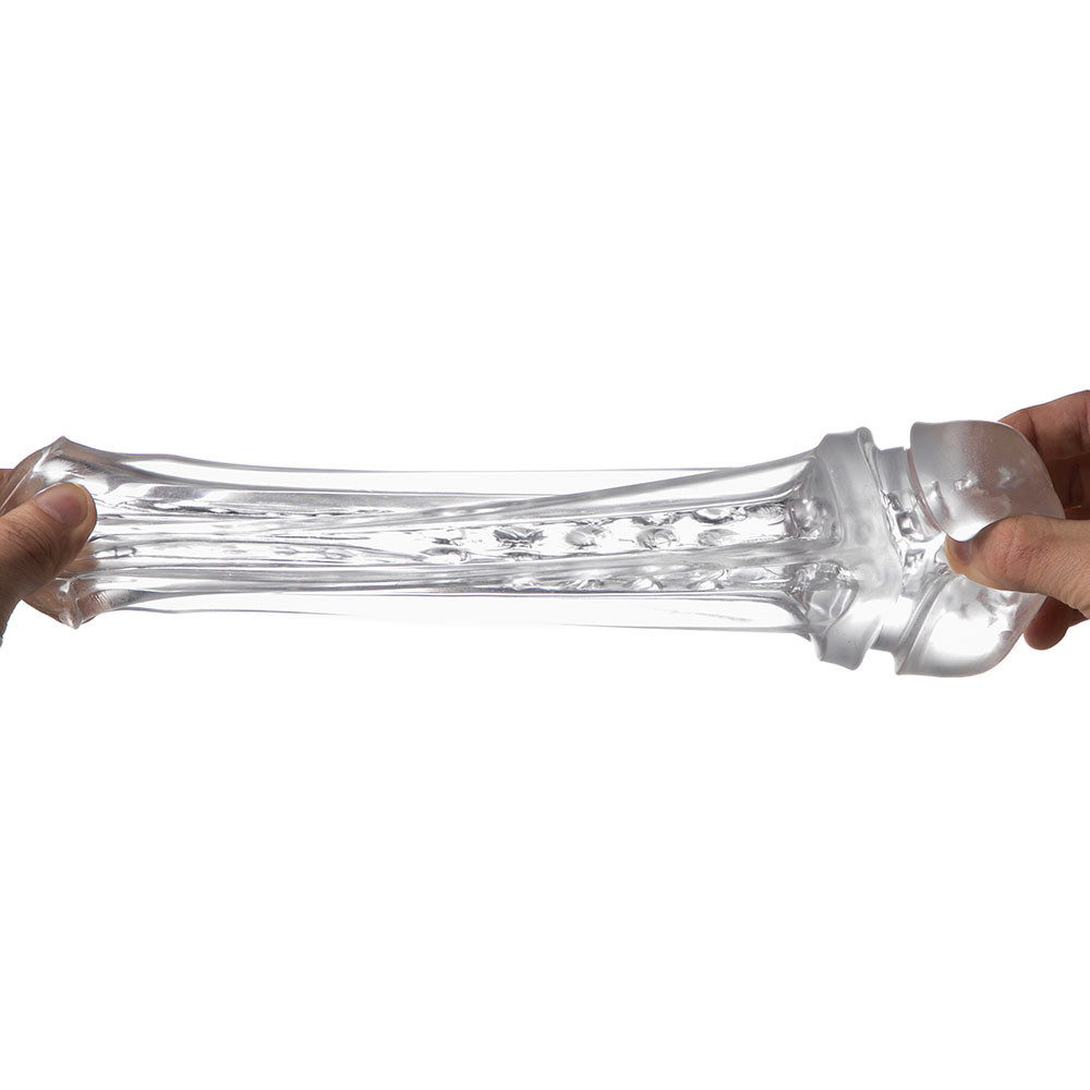 Masturbador em Formato de Lanterna Transparente em TPR com Texturas Internas de Nódulos - 17,3 x 7,9 cm| Disponível em 3 Cores - 12