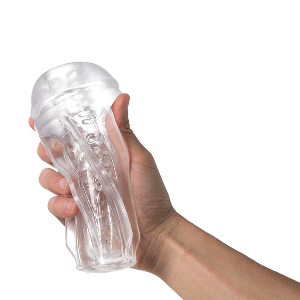 Masturbador em Formato de Lanterna Transparente em TPR com Texturas Internas de Nódulos - 17,3 x 7,9 cm| Disponível em 3 Cores - 13