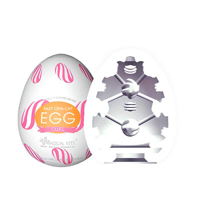 Foto 1 do produto Masturbador Formato Oval em Silicone com Textura Interna Anelar e Nódulos - Magical Kiss Easy Ona-Cap Egg Curl | 5,8 x 5 cm