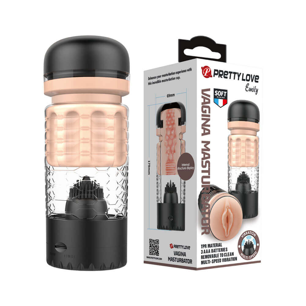 Masturbador no Formato de Vagina em Cyberskin com Língua Vibratória e Vibração Multivelocidade - Pretty Love Emily | 10,5 x 6,7 cm | Disponível em 2 Cores - 2