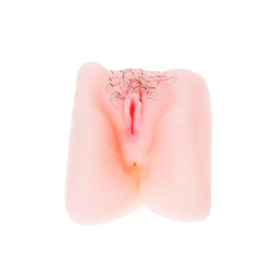 Foto 2 do produto Masturbador no Formato de Vagina com Pelos Pubianos, Ânus, Canal Interno Texturizado e Cápsula Vibratória Multivelocidade - Anthea Magic Flesh | 16,5 x 11,5 cm