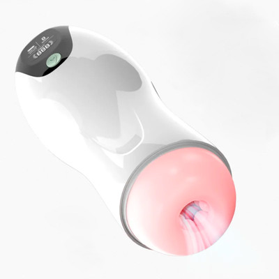 Foto 5 do produto Masturbador Lanterna com 8 Modos de Vibração, Visor de Led, Gemidos e Textura Interna - Fox Nave | 13,5 x 3,1 cm
