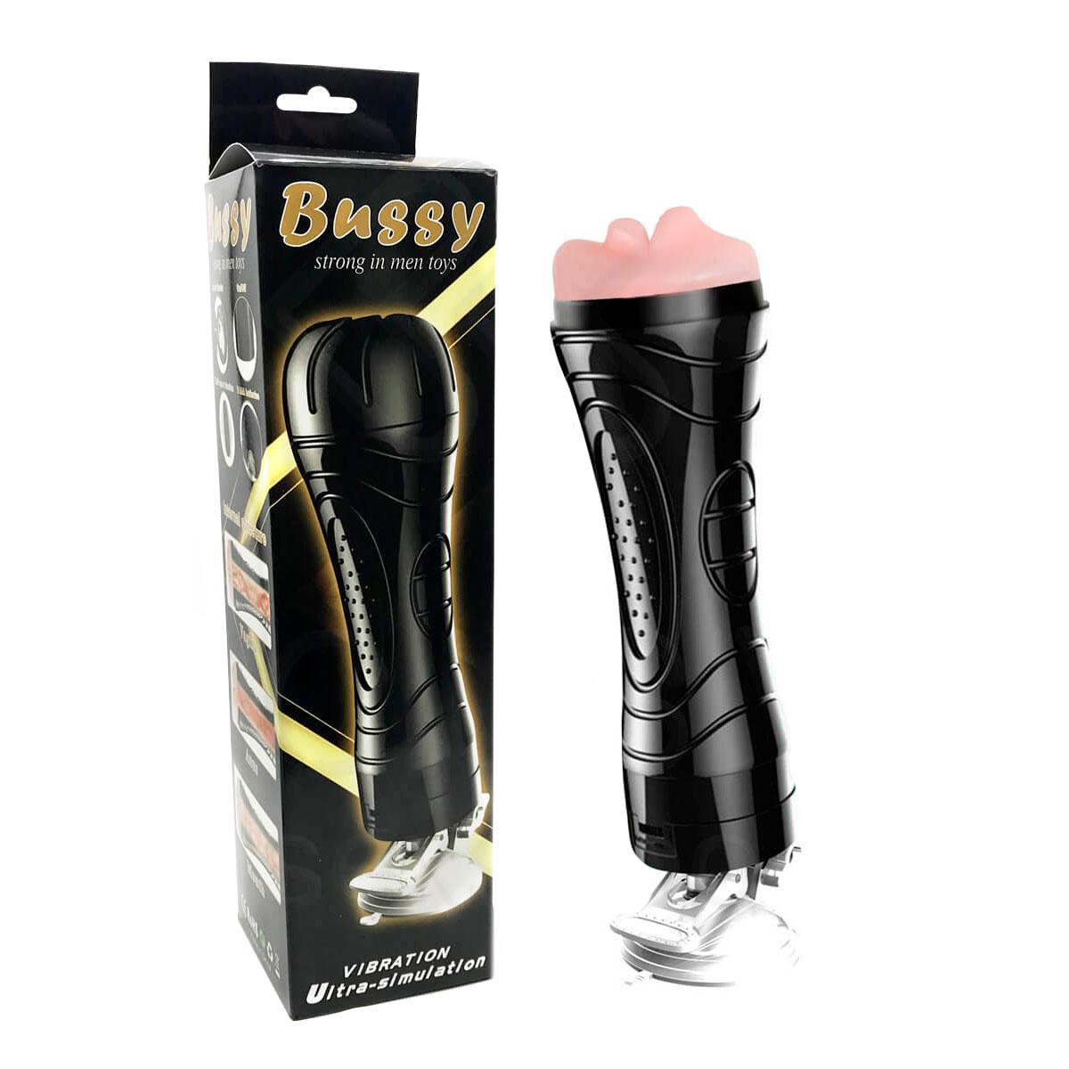 Masturbador Lanterna em Cyberskin com Forma de Boca, Vibração Multivelocidade e Ventosa Removível - YouVibe Bussy Vibration - 1