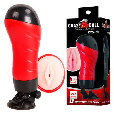 Masturbador Lanterna em Forma de Vagina em Cyberskin com 12 Funções de Vibração, Simulação de Gemidos e Ventosa de Pressão - Crazy Bull Delia | 28,3 x 10 cm