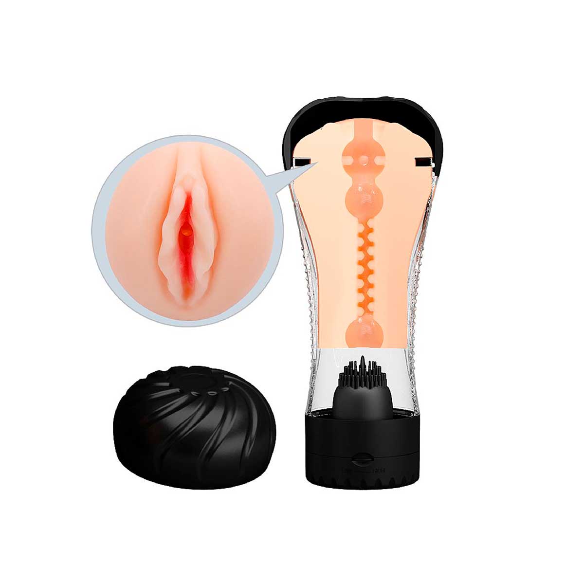 Masturbador Lanterna com Formato de Vagina em CyberSkin, Cerdas Estimuladoras e Vibração Multivelocidade - Pretty Love Naomi | 14 x 3 cm - 5