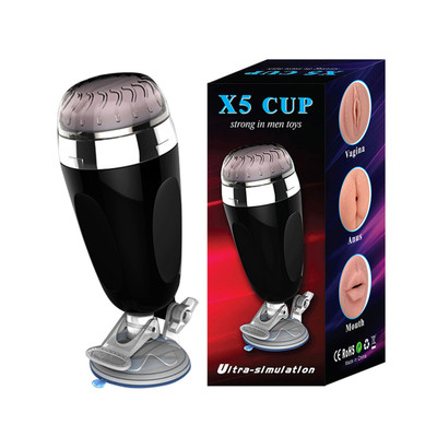 Foto 2 do produto Masturbador Lanterna no Formato de Vagina Realística em TPE com Cerdas Internas e Base em Ventosa - X5 Cup | 10,5 x 3,5 cm
