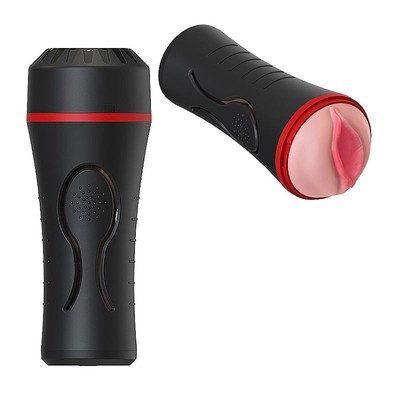 Masturbador Lanterna com Formato de Vagina em Silicone, Sucção Manual, 10 Modos de Vibração e Recarregável - Sexy Import | 18 x 3 cm