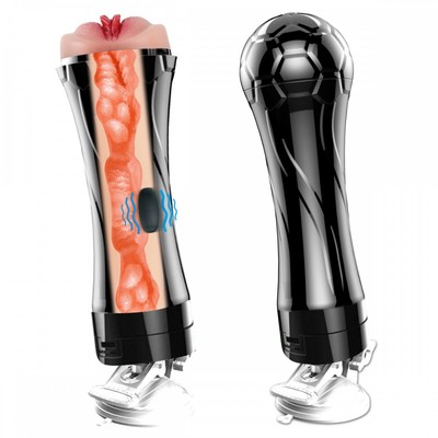 Masturbador Lanterna com Formato de Vagina em TPE, Vibração Multivelocidade e Ventosa - Football Baby | 14,5 x 3 cm