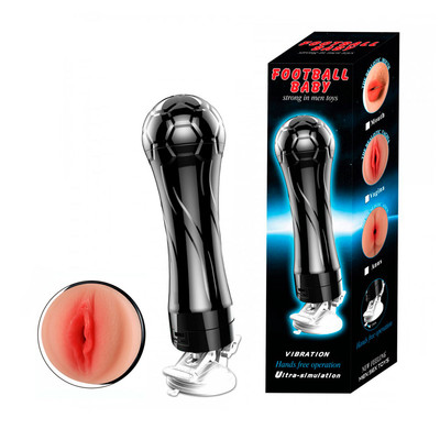 Masturbador Lanterna com Formato de Vagina em TPE, Vibração Multivelocidade e Ventosa - Football Baby | 14,5 x 3 cm