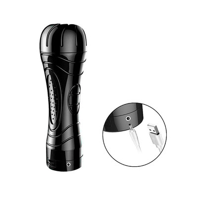 Foto 3 do produto Masturbador Lanterna Recarregável com Formato de Vagina em TPE e Vibração Multivelocidade - Susan | 14,5 x 3 cm