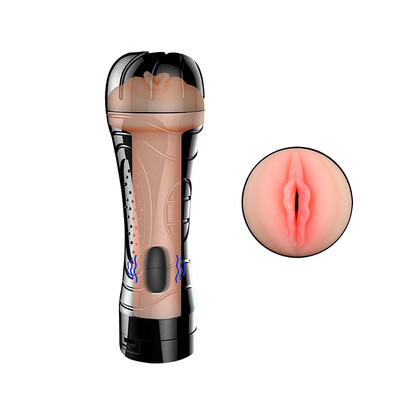 Foto 1 do produto Masturbador Lanterna Recarregável com Formato de Vagina em TPE e Vibração Multivelocidade - Susan | 14,5 x 3 cm