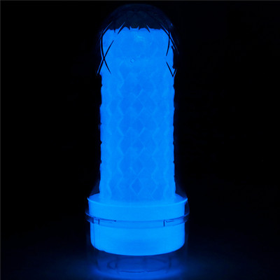 Masturbador Lanterna Formato Cilindro em TPE com Efeito Fosforescente - Lovetoy Lumino Play Ribbed | 14 x 3 cm