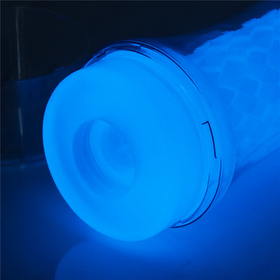 Masturbador Lanterna Formato Cilindro em TPE com Efeito Fosforescente - Lovetoy Lumino Play Ribbed | 14 x 3 cm
