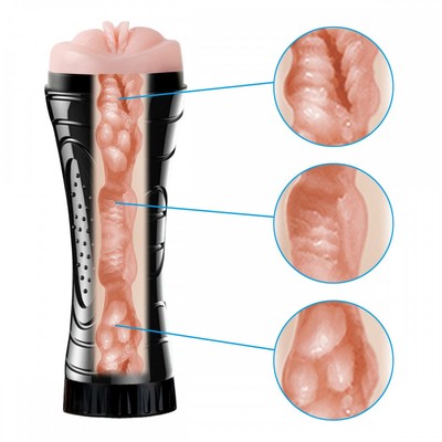 Foto 3 do produto Masturbador Lanterna em TPE com Forma de Vagina e Textura Interna - Bussy Ultra-Simulation | 15 x 3 cm