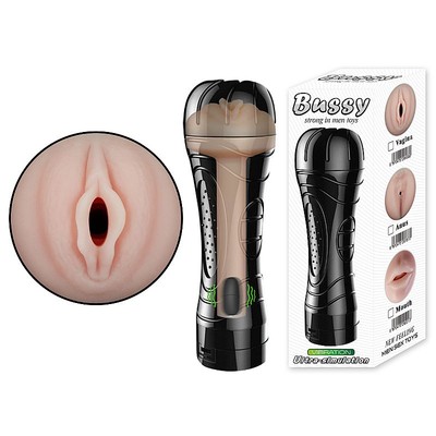 Masturbador Lanterna em TPE no Formato de Vagina com Vibração Multivelocidade - Bussy Ultra-Simulation | 15 x 3,5 cm