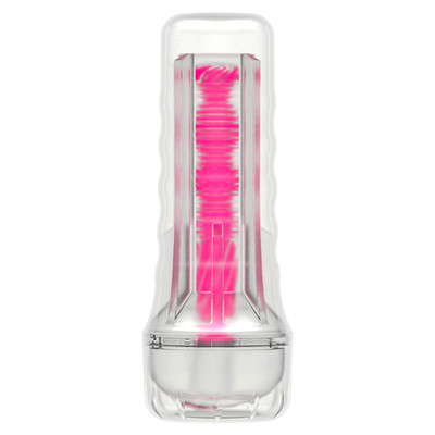Foto 2 do produto Masturbador Lanterna em TPE Transparente com Formato de Vagina e Efeito Fosforescente - Lovetoy Lumino Play Pink Glow | 18 x 3 cm