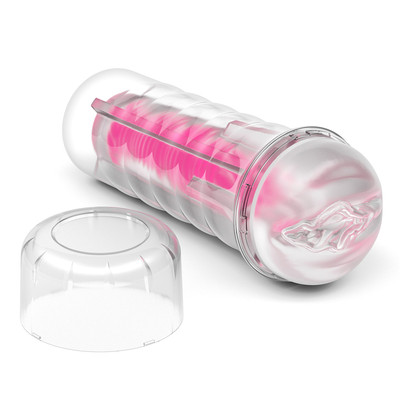 Masturbador Lanterna em TPE Transparente com Formato de Vagina e Efeito Fosforescente - Lovetoy Lumino Play Pink Glow | 18 x 3 cm