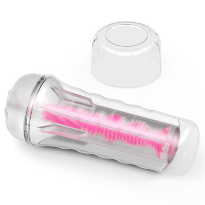 Foto 3 do produto Masturbador Lanterna em TPE Transparente com Formato de Vagina e Efeito Fosforescente - Lovetoy Lumino Play Pink Glow | 18 x 3 cm