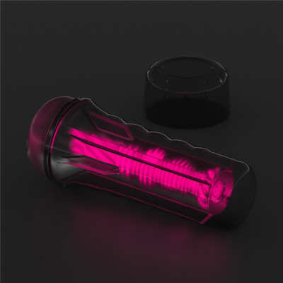 Foto 6 do produto Masturbador Lanterna em TPE Transparente com Formato de Vagina e Efeito Fosforescente - Lovetoy Lumino Play Pink Glow | 18 x 3 cm