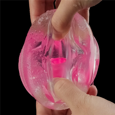 Foto 8 do produto Masturbador Lanterna em TPE Transparente com Formato de Vagina e Efeito Fosforescente - Lovetoy Lumino Play Pink Glow | 18 x 3 cm