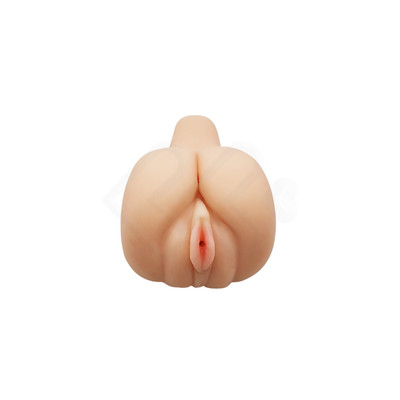 Foto 2 do produto Masturbador Masculino em Cyberskin no Formato de Vagina com 2 Orifícios Penetráveis, Controle Remoto com Fio e Vibração Multivelocidade - Temptation Passion Lady | 17 x 7 cm
