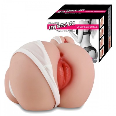 Masturbador Masculino no Formato de Bunda com Vagina e Ânus Penetráveis - Sexy Office Lady | 15 x 18 cm