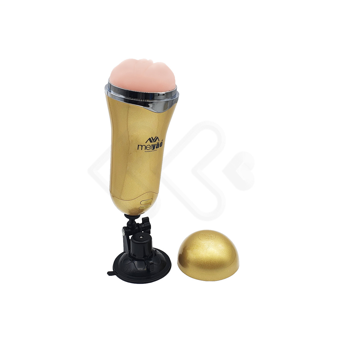 Masturbador Masculino no Formato de Copo com Vagina Realística em Cyberskin, Cerdas Internas, Ventosa e 36 Modos de Vibração - Me|yão - 13,5 x 4,8 cm - 3