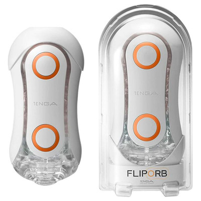 Foto 1 do produto Masturbador Masculino no Formato de Estojo com Texturas Anelares e Esferas - Tenga Flip Orb Orange Crash | 17,5 x 7,0 cm