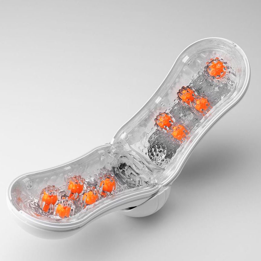 Masturbador Masculino no Formato de Estojo com Texturas Anelares e Esferas - Tenga Flip Orb Orange Crash | 17,5 x 7,0 cm - 6