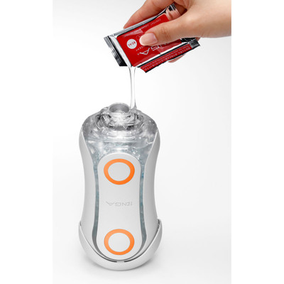 Foto 4 do produto Masturbador Masculino no Formato de Estojo com Texturas Anelares e Esferas - Tenga Flip Orb Orange Crash | 17,5 x 7,0 cm