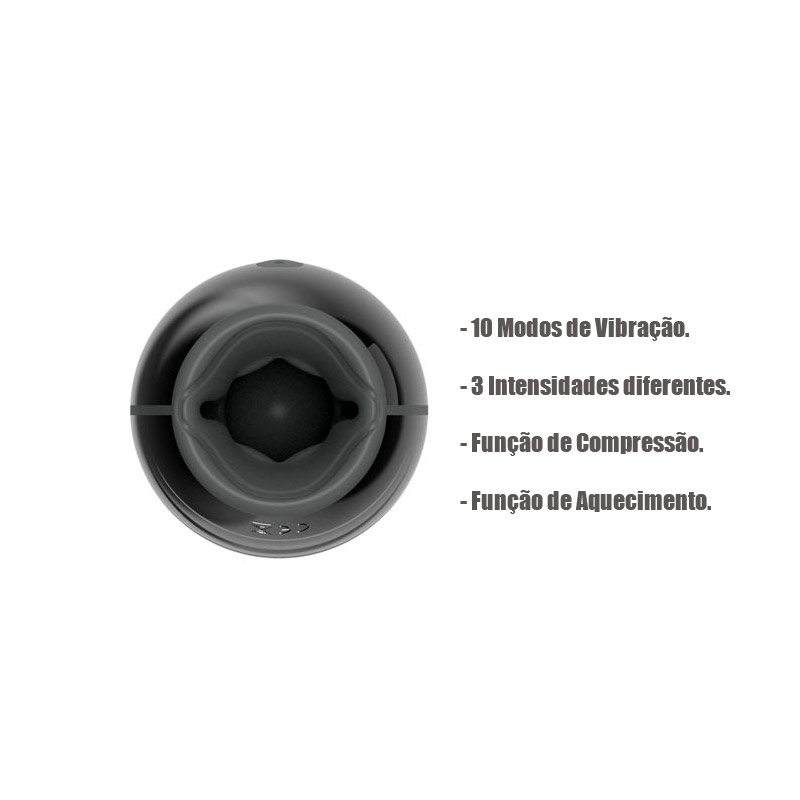 Masturbador Lanterna com 10 Modos de Vibração em 3 Intensidades, Compressão Interna Manual, Aquecimento e Carregamento via Cabo USB - Clamping Masturbation Cup | Disponível em 3 Cores - 6