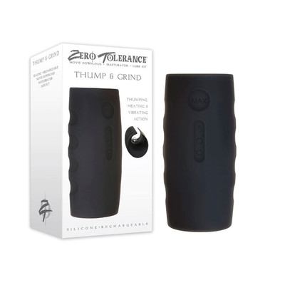 Masturbador Masculino Luxuoso em Silicone com 7 Modos de Vibração, Função Aquecimento e Download de Filme Adulto - Zero Tolerance Thump & Grind | 12,3 x 3,8 cm
