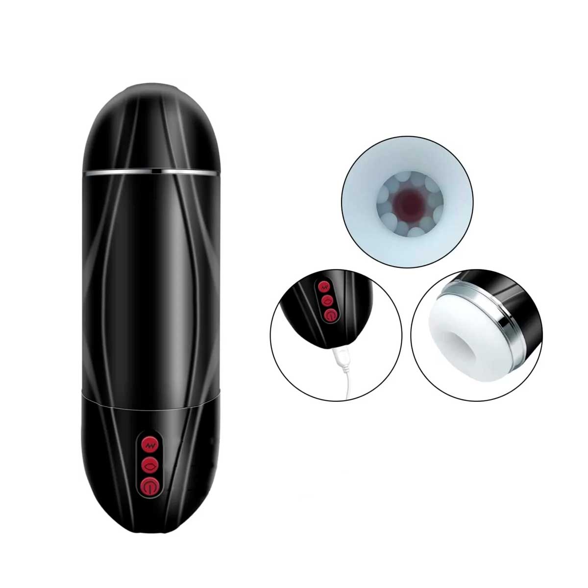 Masturbador Masculino Recarregável com 5 Níveis de Sucção e 10 Modos de Vibração - Artillery Hurricane | 12 x 3 cm - 3