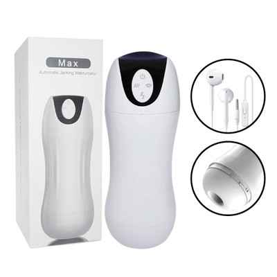 Masturbador Masculino Recarregável com Design Ergonômico, 10 Modos de Vibração, 5 Níveis de Sucção e Gemido - Max | 12,7 x 3 cm