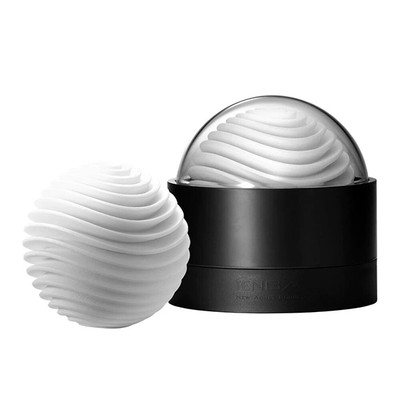 Foto 1 do produto Masturbador Masculino em Silicone Macio com Texturas Geométricas  - Tenga Geo Aqua | 8,7 x 10 cm