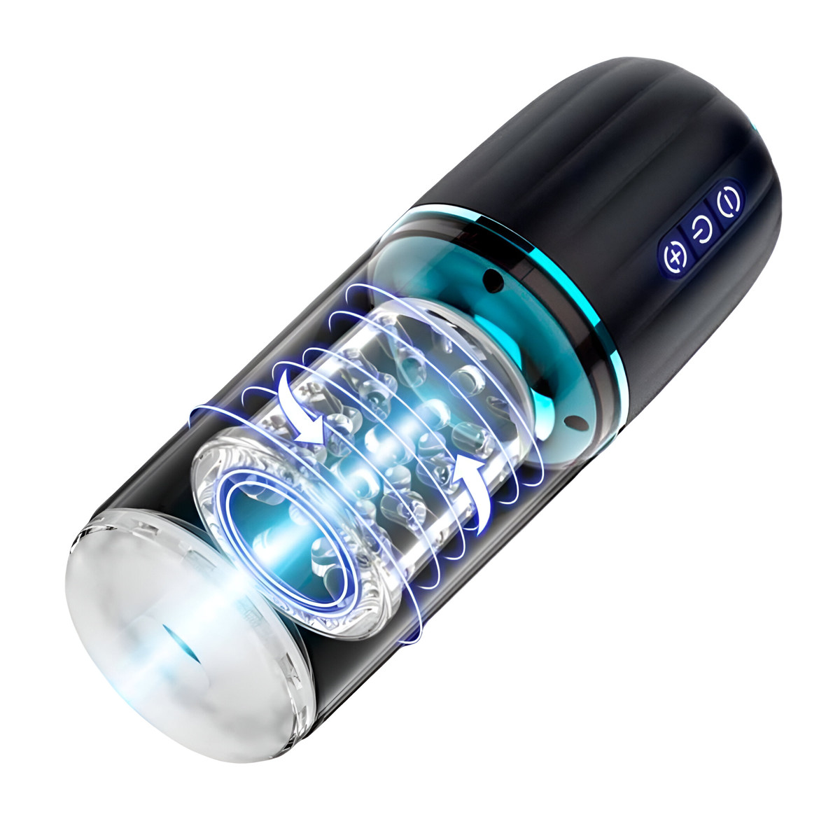 Masturbador Recarregável no Formato de Lanterna com Textura Interna, Rotações e Ventosa - Pleasure Dreams | 10 x 3,2 cm - 2