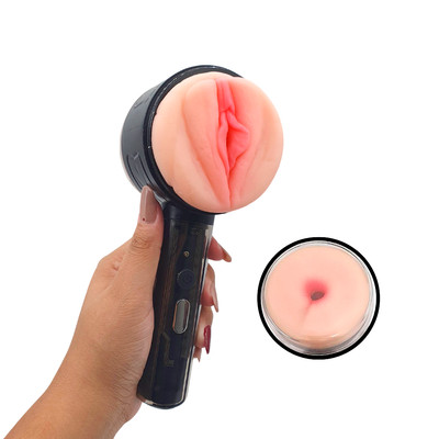 Masturbador Recarregável com Vagina e Ânus em TPE com 10 Modos de Vibração - Hammer 2 | 8 x 3,5 cm