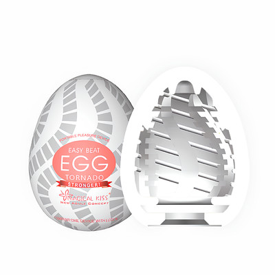 Masturbador em Silicone com Formato de Ovo e Textura Espiral Torção - Magical Kiss Egg Tornado Stronger | 5,8 x 5 cm