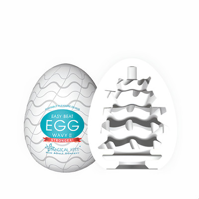Masturbador em Silicone com Formato de Ovo e Textura Ondulada - Magical Kiss Egg Wavy II Stronger | 5,8 x 5 cm