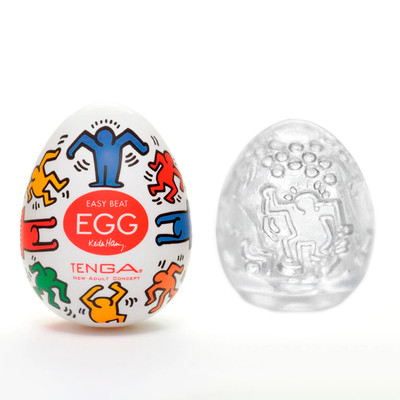 Foto 1 do produto Masturbador em TPE com Textura Personalizada - Tenga x Keith Haring Egg Dance | 5,8 x 5 cm