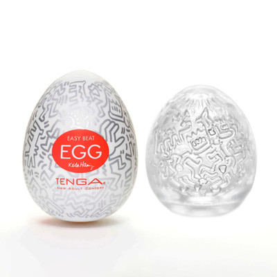 Foto 1 do produto Masturbador em TPE com Textura Personalizada - Tenga x Keith Haring Egg Party | 5,8 x 5 cm