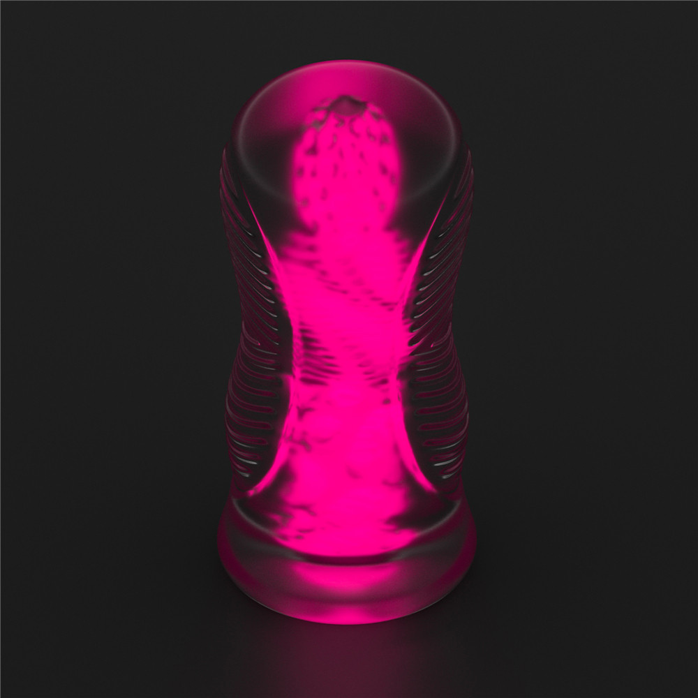 Masturbador em TPE Transparente com Efeito Fosforescente e Texturas - Lovetoy Lumino Play Pink Glow 6.0 | 14,7 x 3 cm - 5