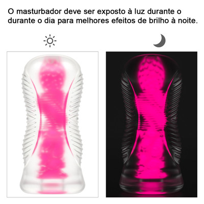 Foto 4 do produto Masturbador em TPE Transparente com Efeito Fosforescente e Texturas - Lovetoy Lumino Play Pink Glow 6.0 | 14,7 x 3 cm