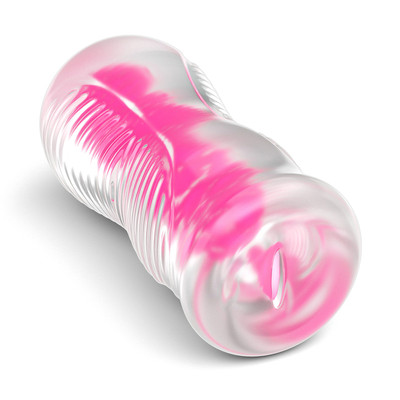 Masturbador em TPE Transparente com Efeito Fosforescente e Texturas - Lovetoy Lumino Play Pink Glow 6.0 | 14,7 x 3 cm