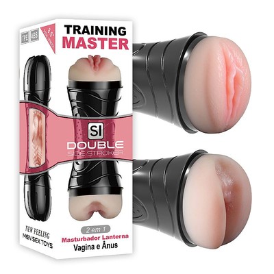 Masturbador com Vagina e Ânus em TPE - Training Master | 19 x 3 cm